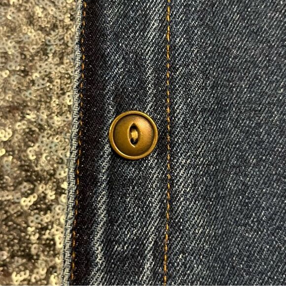 Studio‎ Ease Vintage Women Blue Denim Tan Collar Button Front Jacket Size 8 - Picture 5 of 9
